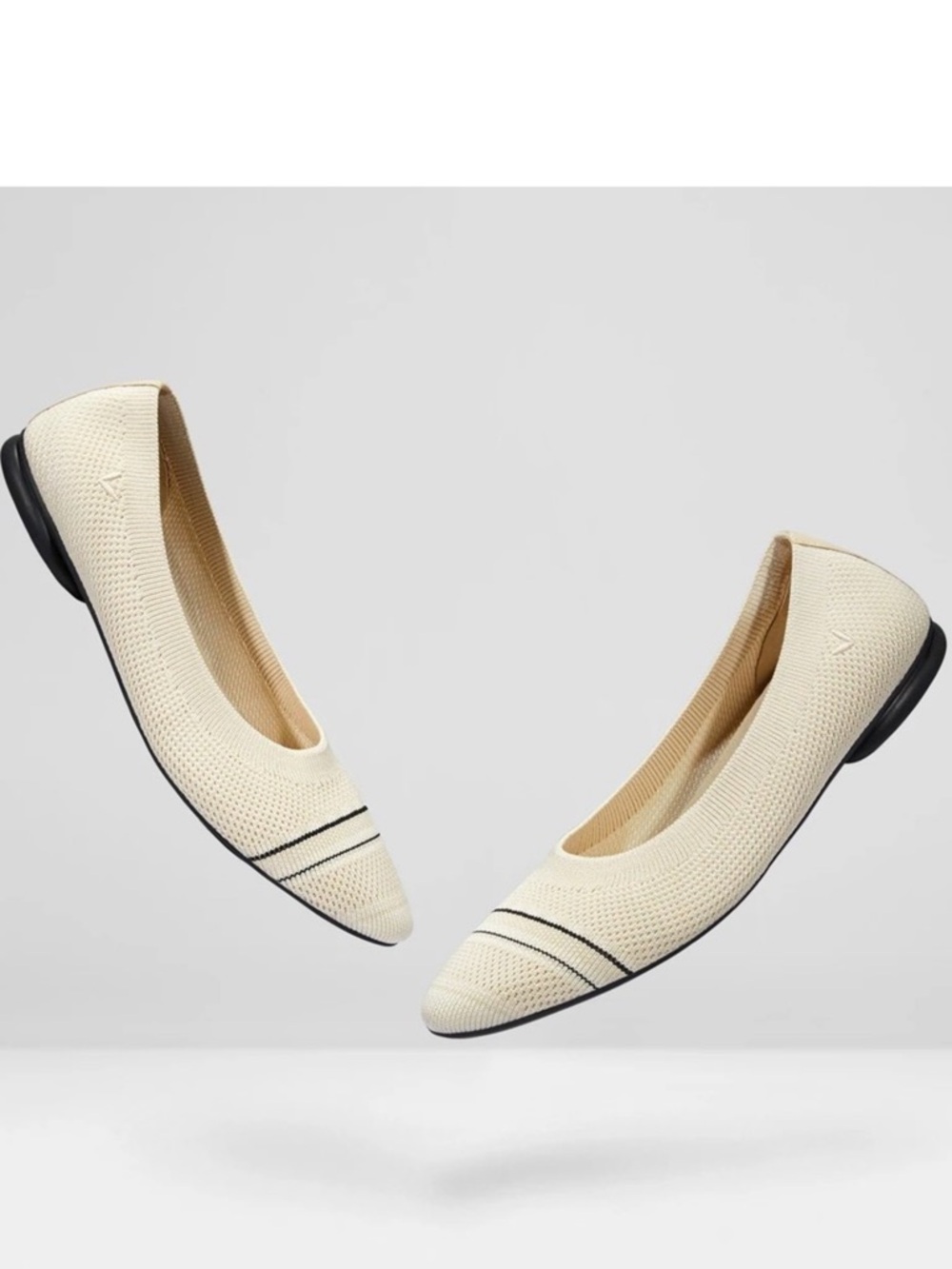 VIVAIA Cream Knit Pointed Toe Flats
Sustainable Comfortable Ballet Shoes US/9.5